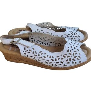 Spring Step Orella Slingback Leather Comfort Wedge Sandal Size 8